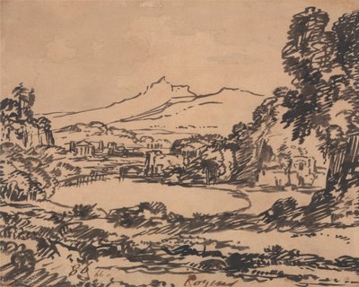 湖と遠くの山のある風景 作： アレクサンダー・コゼンス